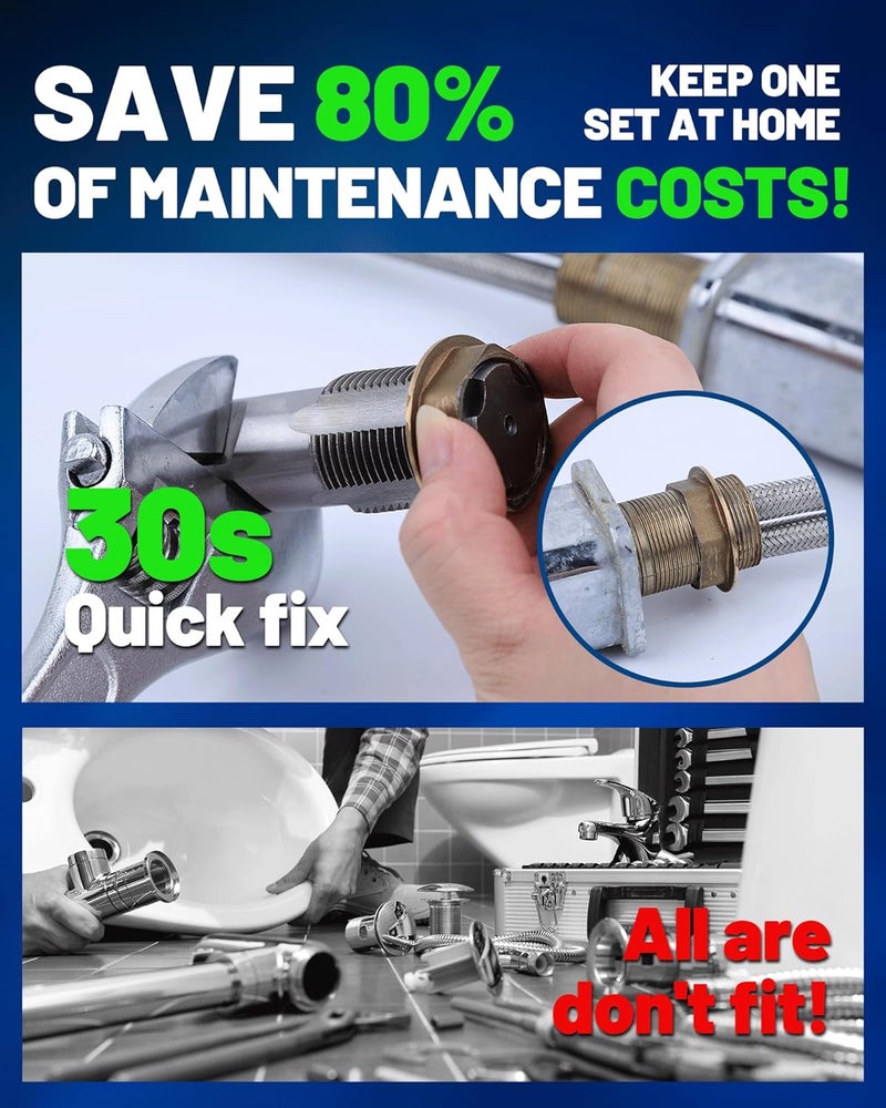 HIPULX 1/8", 1/4", 3/8", 1/2", 3/4", 1" NPT Tap Set, GCr15 Threading Plumbing Tap Set for Accurate Threads with Storage Box | 4-Flute Fast Chip Removal for Plumbers Mechanics DIY Thread cutting tools - Image 2